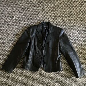 Vintage Anne Klein Black 90s Leather Jacket